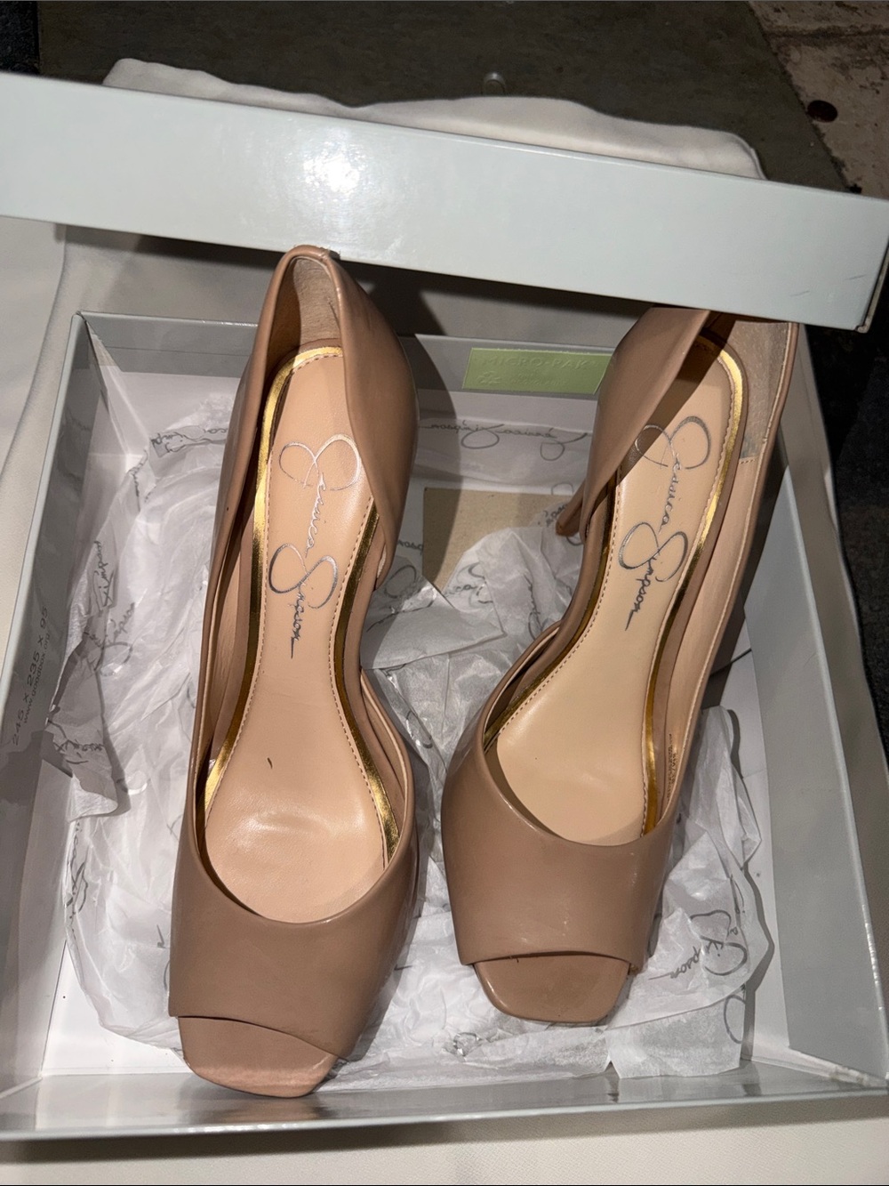 Jessica Simpson Blush Nude Peep-Toe High Heels
